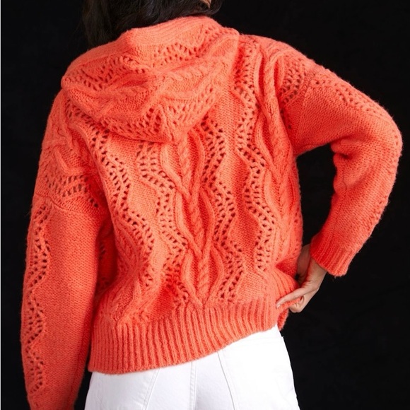 Women's Coral Cable Knit Hoodie - Picture 3 of 3